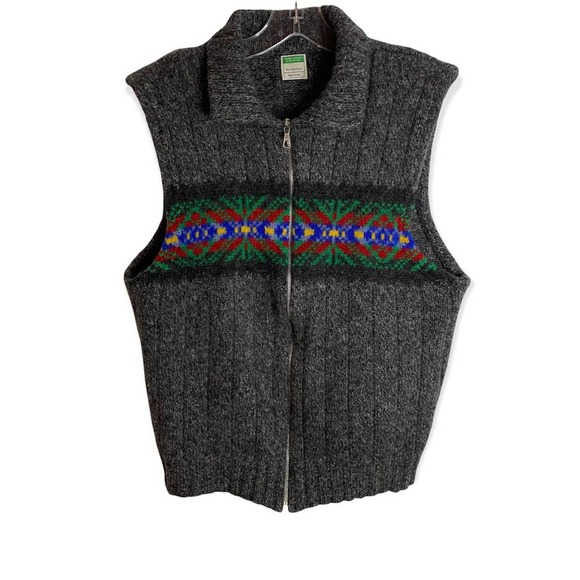 United colors of benneton Wool Vest Full Zip Womans Size Medium Nordic EUC - Picture 1 of 4